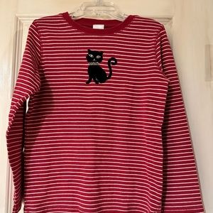 Black Cat long sleeve red/white stripe top girls size 8